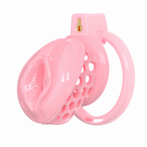 Male Chastity Cage Sissy Cage Cock Cage Covored with Soft TPE with Realistic Labia Bondage Gear & Accessories Adult Sex Toys Slave Tool Chastity Devices   (Pink)