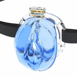 Male Chastity Cage 3D Printed Sissy Cage Cock Cage with Soft TPE Bondage Gear & Accessories Adult Sex Toys Slave Tool Chastity Devices (Blue transparent)