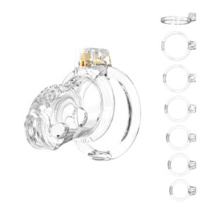 Male Chastity Cage - Lightweight Chastity Cage for Men with 6 Sizes Rings Chastity Device Adult Sex Toy for Man - Cock Cage（White）