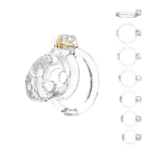 Male Chastity Cage - Lightweight Chastity Cage for Men with 6 Sizes Rings Chastity Device Adult Sex Toy for Man - Cock Cage（White）