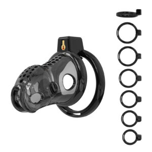 Male Chastity Cage - Lightweight Chastity Cage for Men with 6 Sizes Rings Chastity Device Adult Sex Toy for Man - Cock Cage（Black）