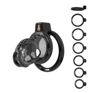 Male Chastity Cage – Lightweight Chastity Device for Men with Adjustable Rings, Secure & Comfortable Fit (M Size，Black)