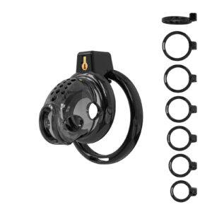 Male Chastity Cage – Secure & Adjustable Chastity Device for Men | Lightweight & Comfortable Fit (S, Black)