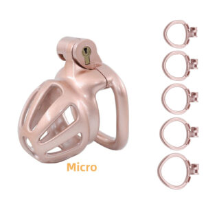 3D Printed Male Chastity Cage with Catheter Chastity Device with 5 Rings Cock Cage for Men Penis Exercise Bondage Gear & Accessories BDSM Sex Toy Slave Tool（Rose gold）