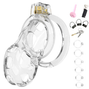 Male Chastity Cage Soft Chastity Cock Cage with 6 Rings One Catheter Chastity Devices for Men Penis Exercises Bondage Gear & Accessories Adult Sex Toys Slave Tool（Transparent）