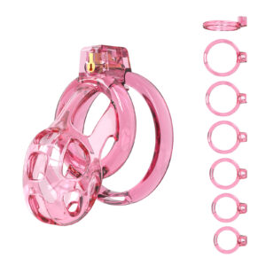 Male Chastity Cage - Lightweight Chastity Cage for Men with 6 Sizes Rings Chastity Device Adult Sex Toy for Man - Cock Cage（Pink）