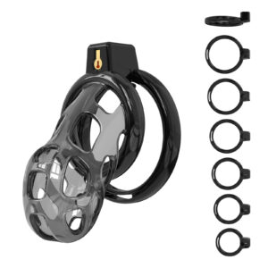 Male Chastity Cage - Lightweight Chastity Cage for Men with 6 Sizes Rings Chastity Device Adult Sex Toy for Man - Cock Cage（Black）