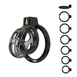 Male Chastity Cage - Lightweight Chastity Cage for Men with 6 Sizes Rings Chastity Device Adult Sex Toy for Man - Cock Cage（Black）