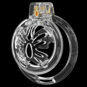 Chastity Cage Male Cock Cage - Soft Silicone Chastity Devices Adult Toys, Inverted Male Chasity Cages with 6 Penis Ring, BDSM Bondage Toys for Men, Flat Penis Cage Butterfly（Transparent）